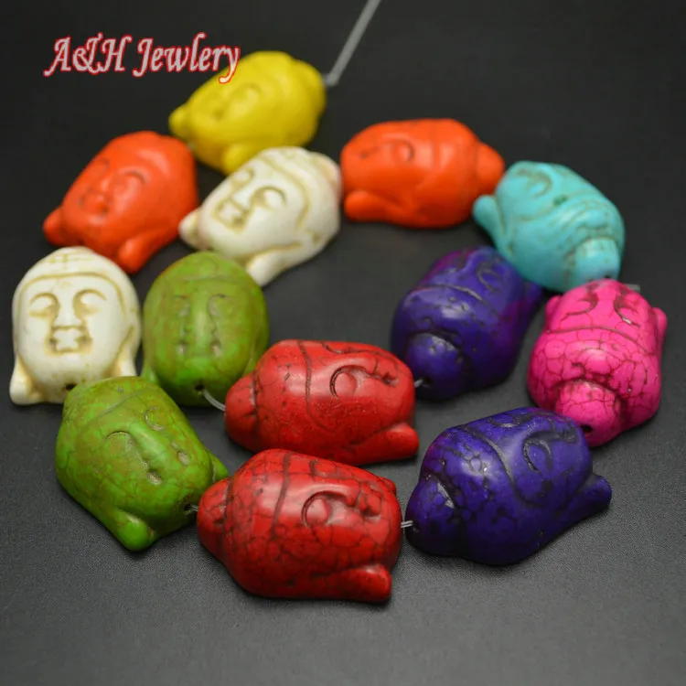 

Mixed Color Howlite Howlite Buddha Beads 20x30mm Strand Loose Beads For Earring & Jewelry Making 5 Strand/lot