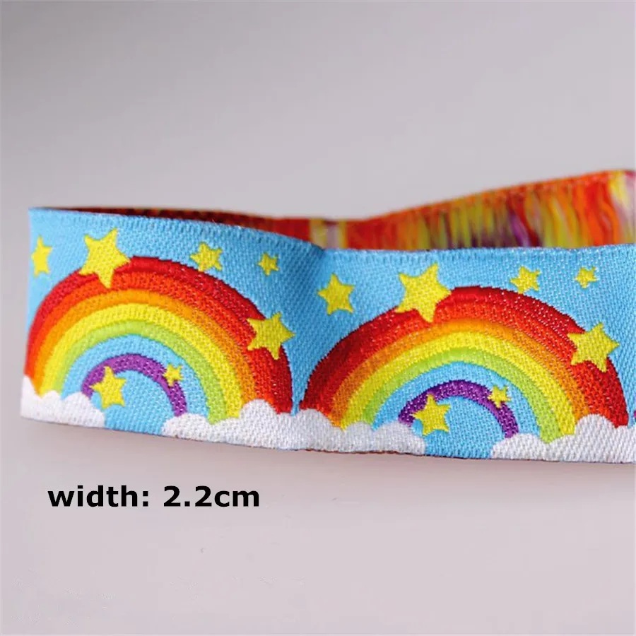 Лента жаккардовая Радужная с вышивкой 10 ярдов * 7/8 дюйма (22 мм)|rainbow ribbon|handmade ribbonribbon