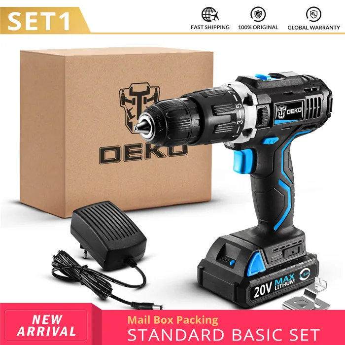 SET1 DEKO GCD20DU3 20 В Макс литиевая батарея DIY драйвер питания переменная скорость электрическая отвертка ударная аккумуляторная дрель с светодиодный светильник - Цвет: SET1