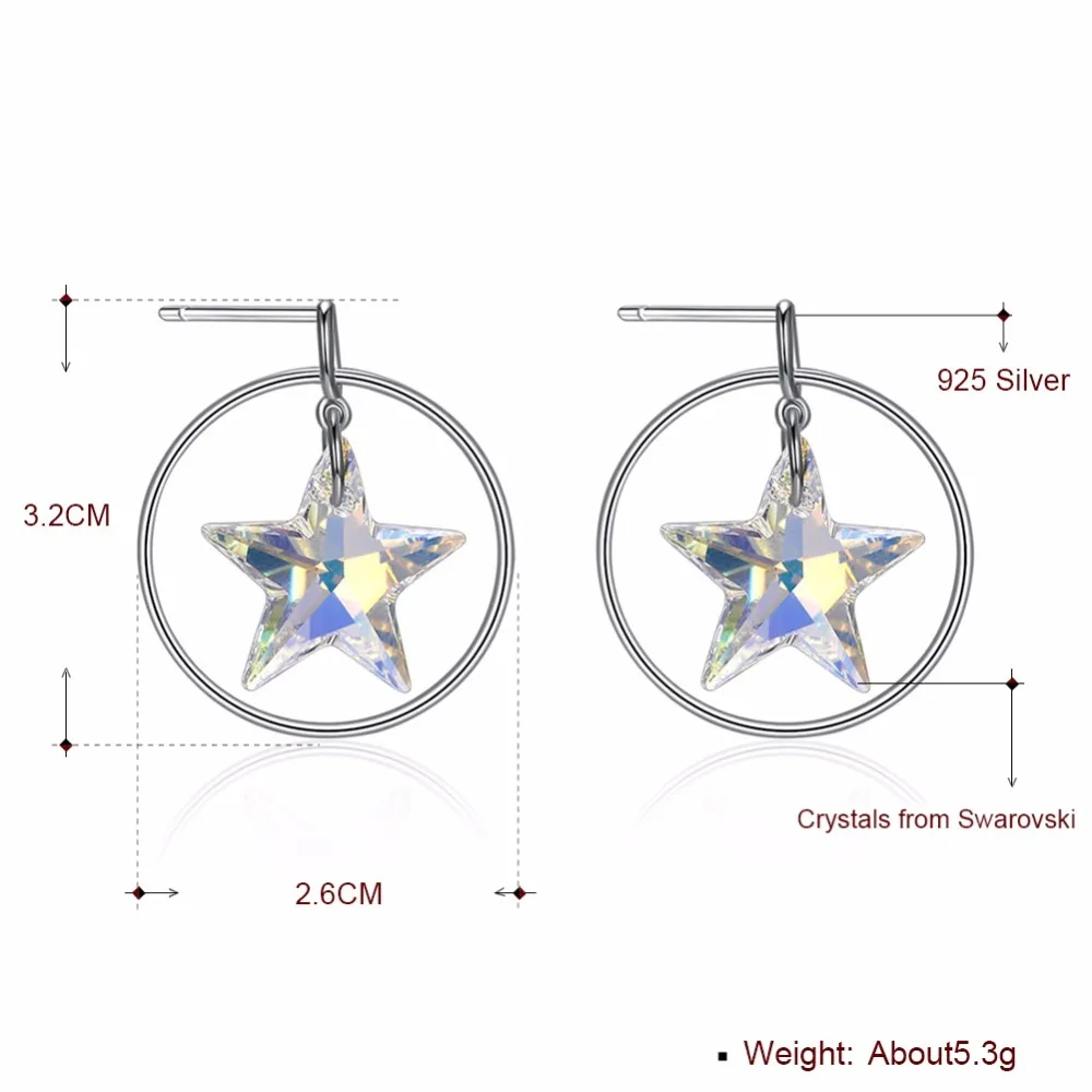 Ювелирные изделия с кристаллами Swarovski серьги со звездами настоящее Серебро S925