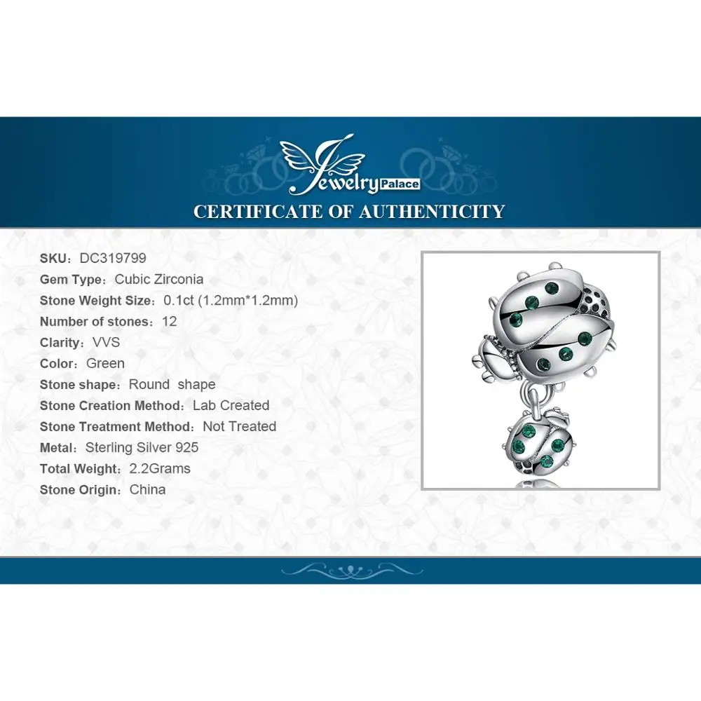 

JewelryPalace Ladybird 925 Sterling Silver Beads Charms Silver 925 Original For Bracelet Silver 925 original For Jewelry Making