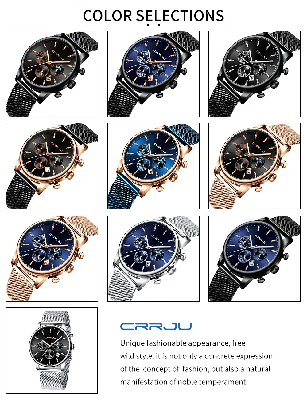 CRRJU мужские часы Reloj Hombre мужские s часы лучший бренд класса люкс кварцевые часы с большим циферблатом спортивные водонепроницаемые Relogio Masculino Saat