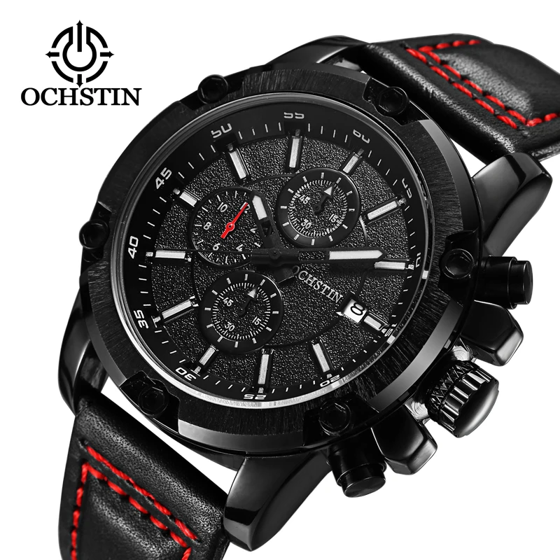 OCHSTIN 2018 новые роскошные Брендовые мужские модные спортивные часы с кожаным