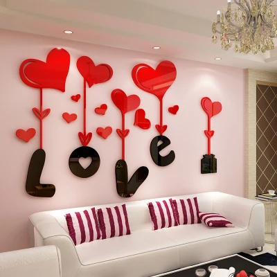 Любовь 3D наклейки на стену Гостиная Спальня прикроватный диван Настенные теплые
