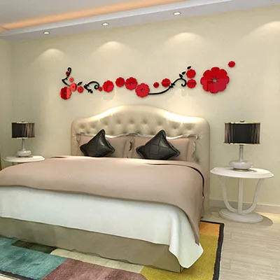 Новое поступление акриловые хрустальные 3d наклейки на стену с цветами для