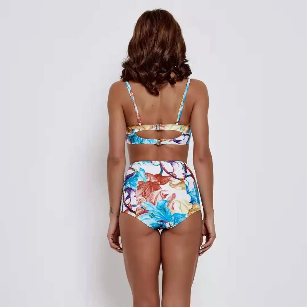 Новинка 2019 женский купальник с цветочным принтом сексуальный комплект бикини