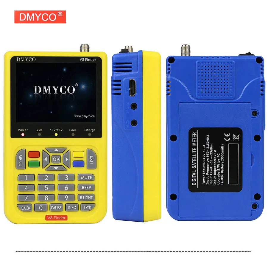 DMYCO V8 спутниковый искатель LNB ТВ-тюнер HD 1080P цифровая спутниковая сеть FTA ТВ-рецептор DVB-S/S2 MPEG-4 спутниковый счетчик V8 Satfinder