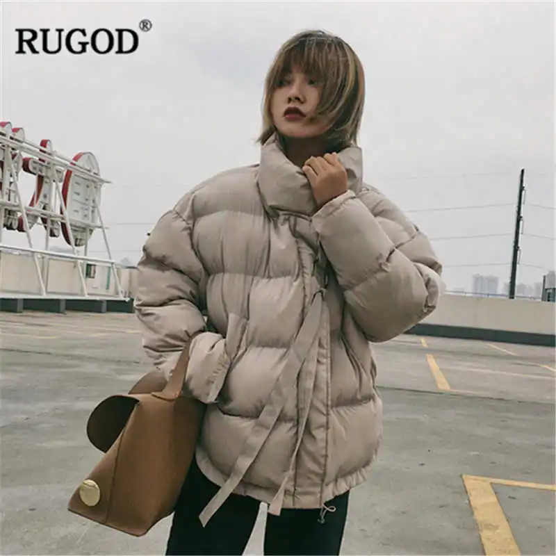 RUGOD, зимняя куртка для женщин, толстая, с хлопковой подкладкой, с длинным рукавом, зимнее пальто, парки для женщин, высокое качество, женское ветрозащитное пальто - Цвет: Хаки