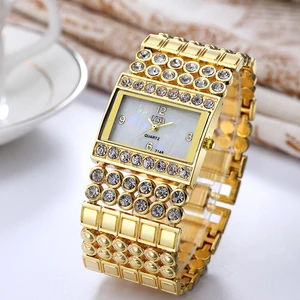 Роскошные женские кварцевые наручные часы O.T.SEA с золотым покрытием и кристаллами, 2148