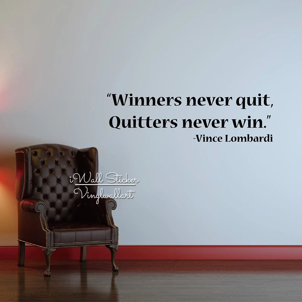 Winners Never Quit Office Motivational Quote Wall Decal Inspirational Quotes Stickers DIY Decors Cut Vinyl Q213 Дом и сад