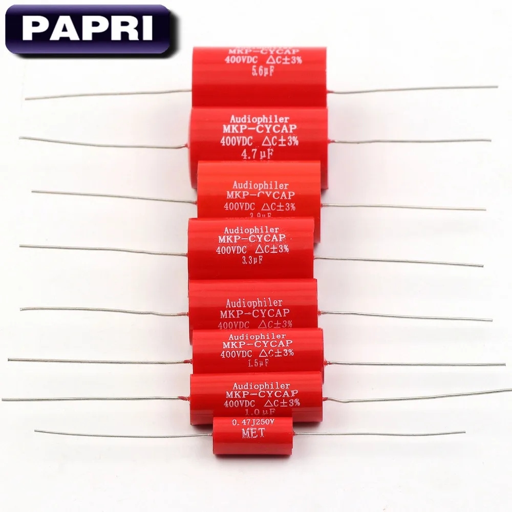 PAPRI 1 шт. Audiophiler Осевая MKP Аудио Класс конденсатор с алюминиевой крышкой, 0,47-15 мкФ 400VDC для HIFI DIY частоты постоянной ёмкости, универсальный конденсатор гитарный усилитель