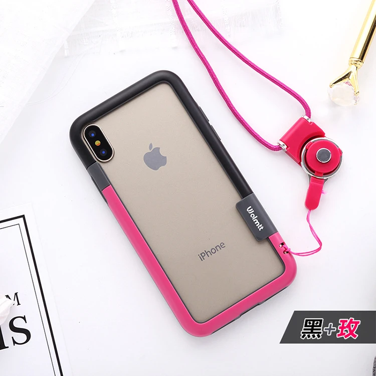Bumper For iPhone 6 6s 7 8 plus X Soft Frame Case Cover Slim Fundas XR XS MAX silicone phone case with strap |