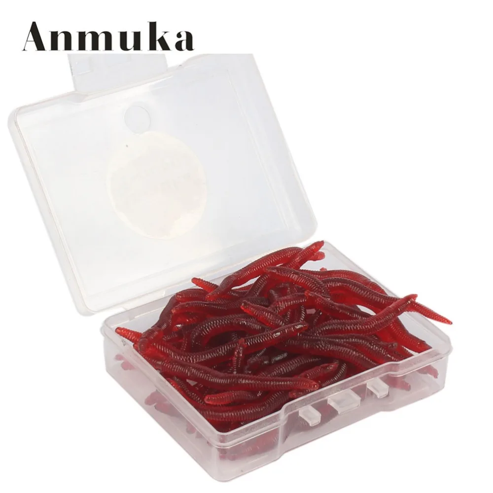 Anmuka 1 коробка 50 шт. 4 см 0.4 г Мягкая приманка Красные Змеевики Earthworm Рыбалка