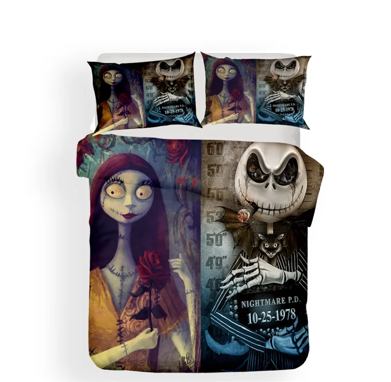 3D двуспальный комплект постельного белья постельный Кошмар перед Рождеством