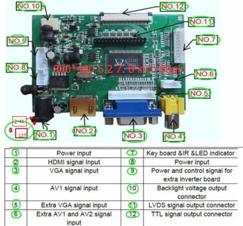 HDMI VGA 2AV 60PIN ttl LVDS плата контроллера Модуль монитор Комплект для Raspberry PI lcd HSD062IDW1 HSD070IDW1 панель