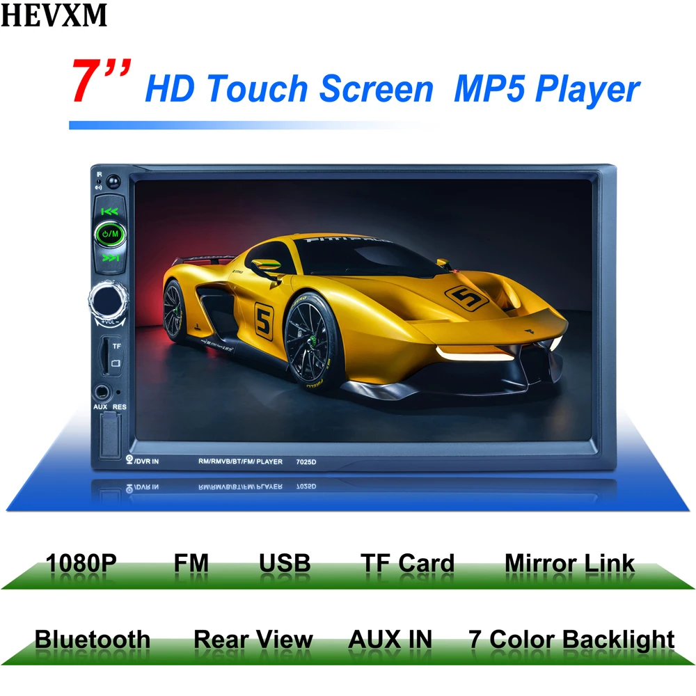 HEVXM 2 Din Универсальное автомобильное радио 7 ''HD сенсорный экран MP5 плеер Bluetooth