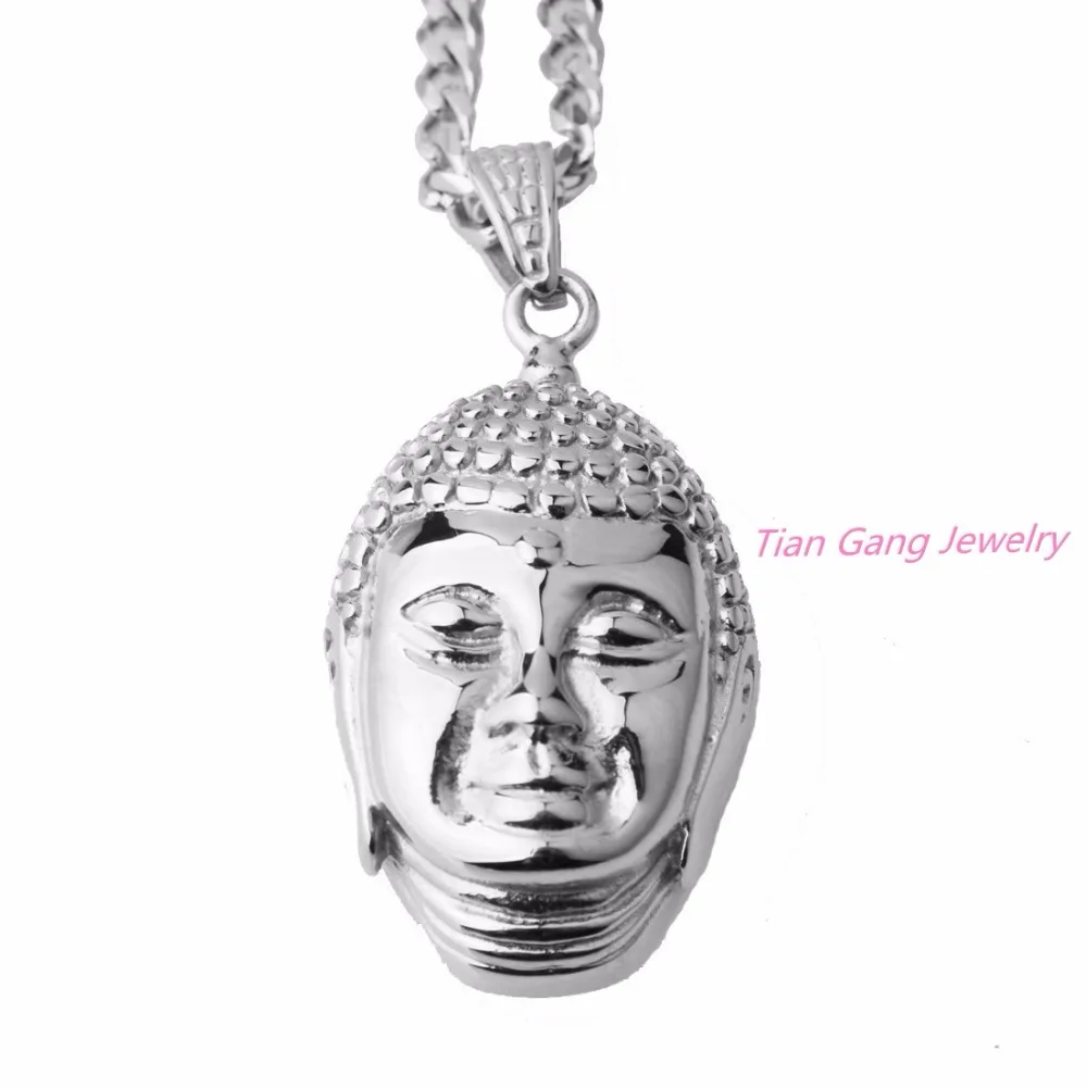 Новый мужской Кулон Будда из нержавеющей стали чокер цепь ожерелье панк Рок