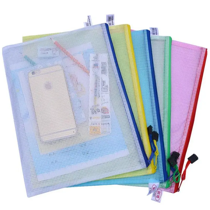 A4 Grid Transparent Document Bag PVC Zipper Stationery Pouch Filing Products Storage F20173306 | Дом и сад