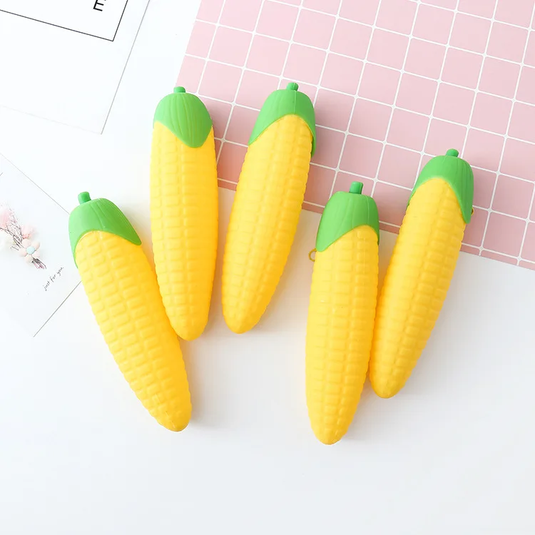 Cute Corn Pencil Case Silicone Carrot Banana pen bag box Stationery pouch for girls boys gift office school supplies zakka