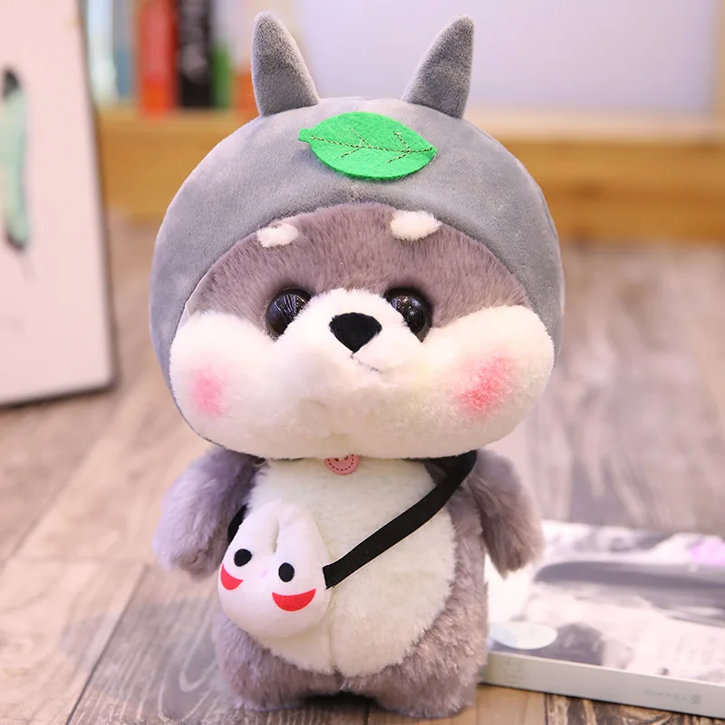 grey totoro Тоторо, Япония, милая собака Шиба ину, чучело животных, панда, монстр, косплей, с капюшоном, одежда, Детская плюшевая собака с фруктами, сумка через плечо - Цвет: grey totoro