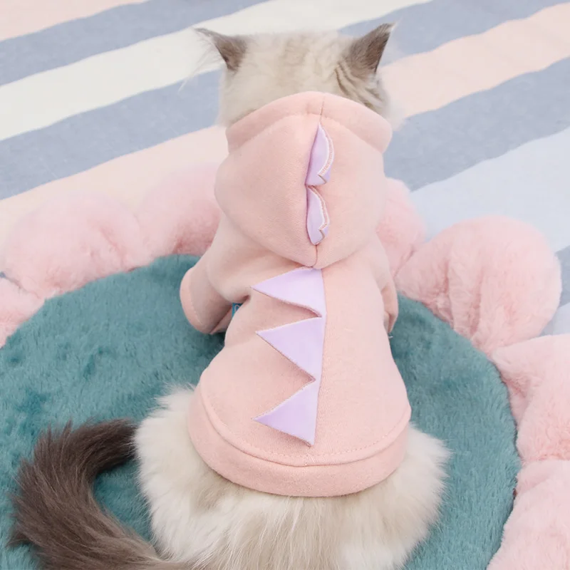 Pink/Gray Dinasour Dog Jacket Coat Autumn chihuahua Teddy Pet Cat Hoodie Clothing for Small 2 Color XS S M L XL | Дом и сад