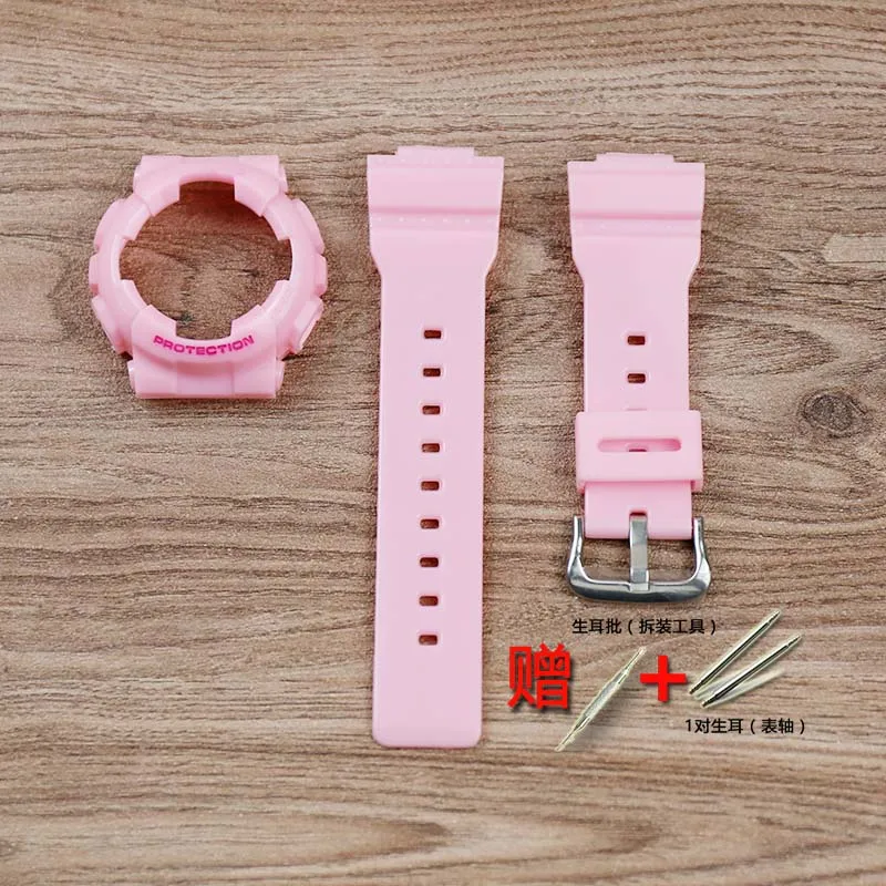 Pink red Женские аксессуары для часов CASIO BABY-G серии CAS-110 BA-112 120 111 спортивный водостойкий ремешок - Цвет ремешка: Pink red