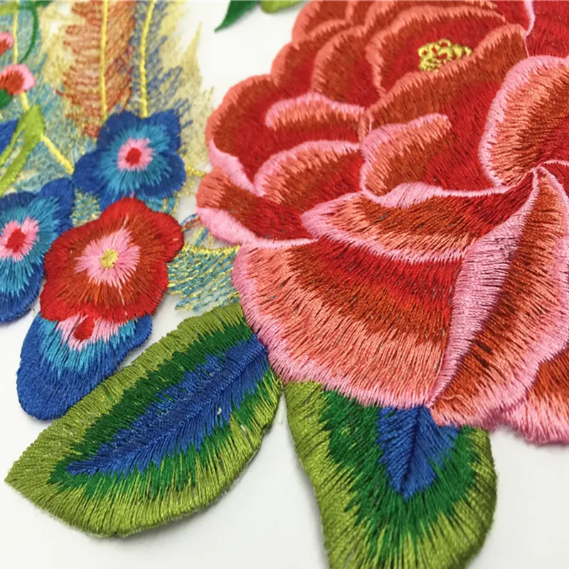 Накладки для вышивки FFLACELL фиолетовая ткань пиона павлина аппликация кружевная