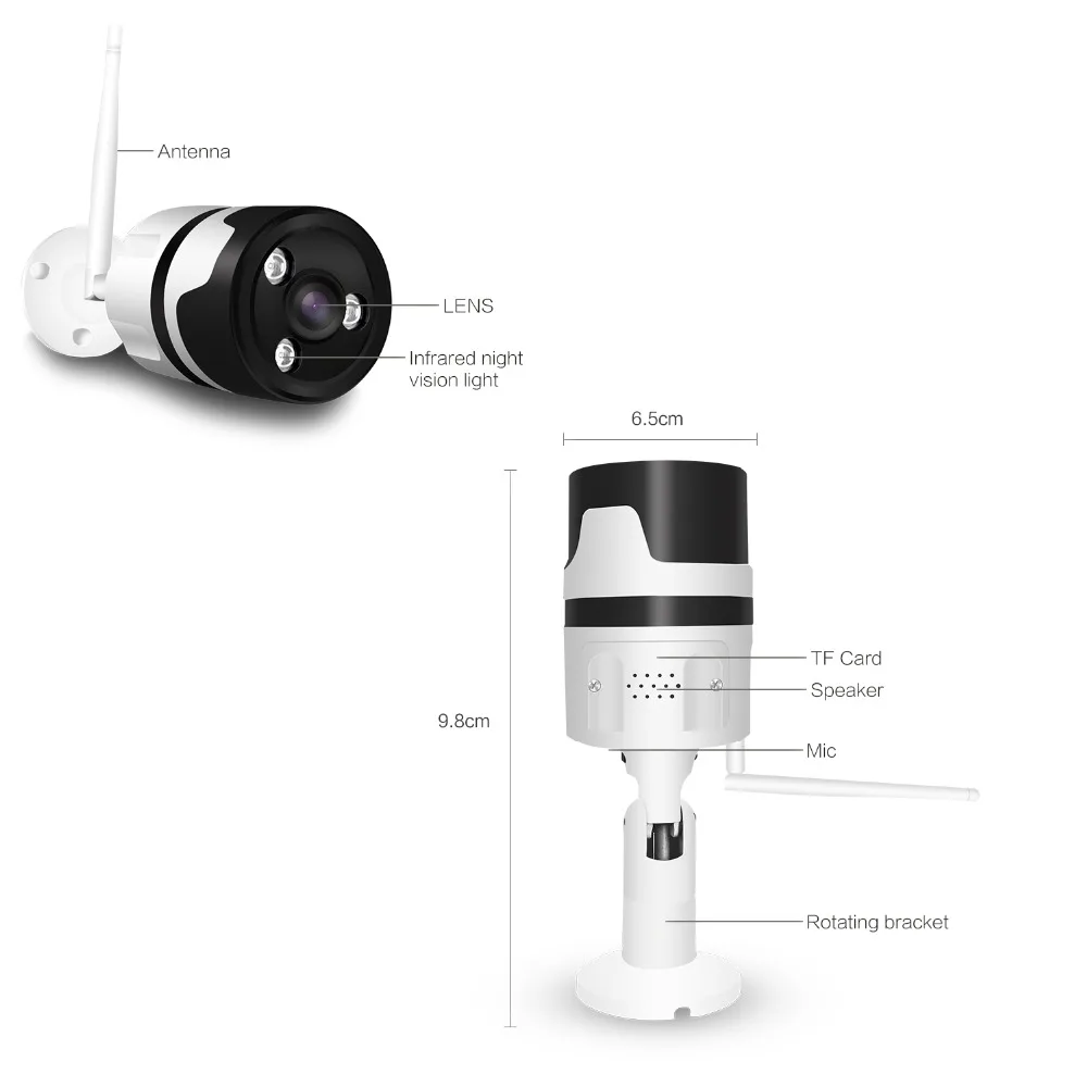 1080P WiFi IP камера 180 градусов наружная Водонепроницаемая 2.0MP беспроводная