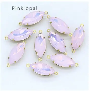 5x10mm pink opal 12p 5x10 7x15 мм Наветт опал кристалл драгоценный камень граненый в рамке стекло кулон ожерелье соединитель серьги фурнитура 2 Петли Шарм Бусины - Цвет: 5x10mm pink opal