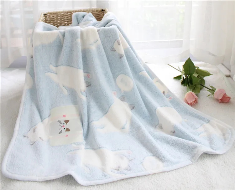 blue cat 3D мультфильм собака кошка коралловый флис очень мягкий детский Минки Одеяло пушистый заднее сиденье Чехол для коляски покрывало на диван одеяло - Цвет: blue cat