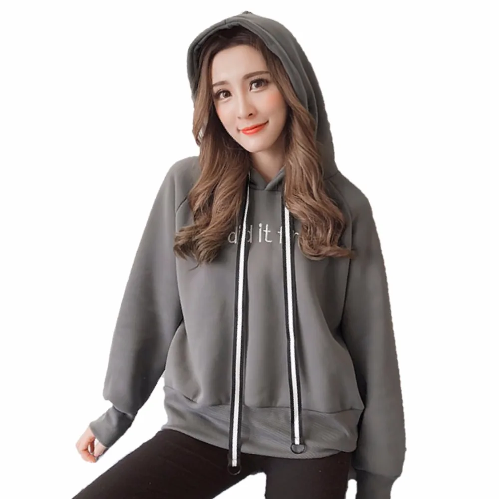 Letter Harajuku Casual Coat Hat 2018 Winter Fleece Yellow Pullover Thick Loose Women Hoodies Sweatshirt Female T | Женская одежда