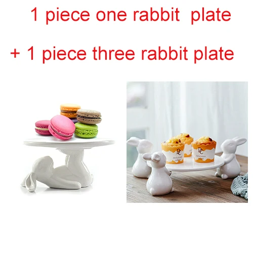 one and three rabbit Керамическая фигурка кролика, органайзер, декоративный поднос, керамика, кролик, портрет, подарок и ремесло, украшение для сигарет, пепел и ювелирных изделий - Цвет: one and three rabbit