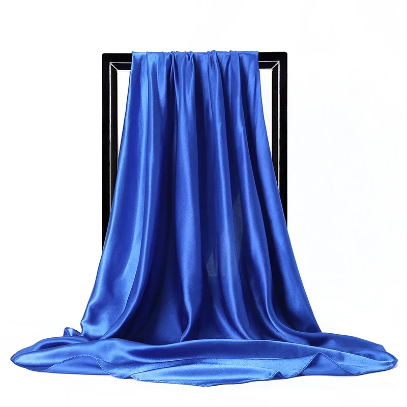 Шарф из шелка однотонного цвета Женский сатиновый квадратный хиджаб шарфы для