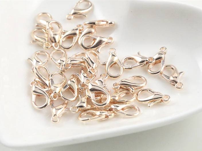 Rose Gold 10x5 мм/12x6 мм, 50 шт./лот, 9 цветов, модные ювелирные изделия, застежка-карабин из сплава, крючки для ожерелья и браслета, цепочки, сделай сам - Цвет: Rose Gold