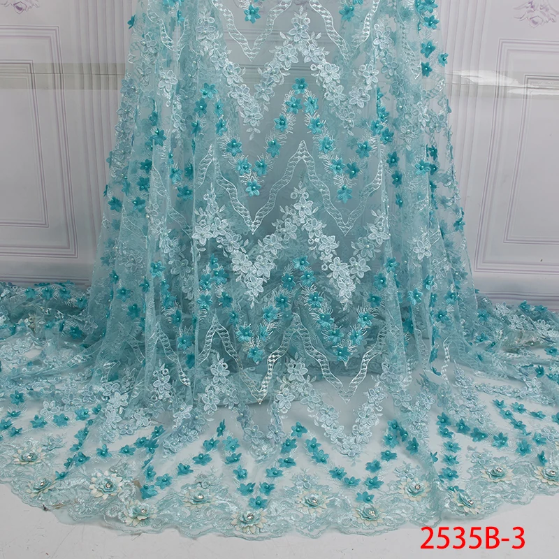 Beautiful Black nigerian lace fabric 3 D Flowers French Lace Fabrics For Wedding Dress Tulle Nigerian Fabric XZ2535B-1 | Дом и сад