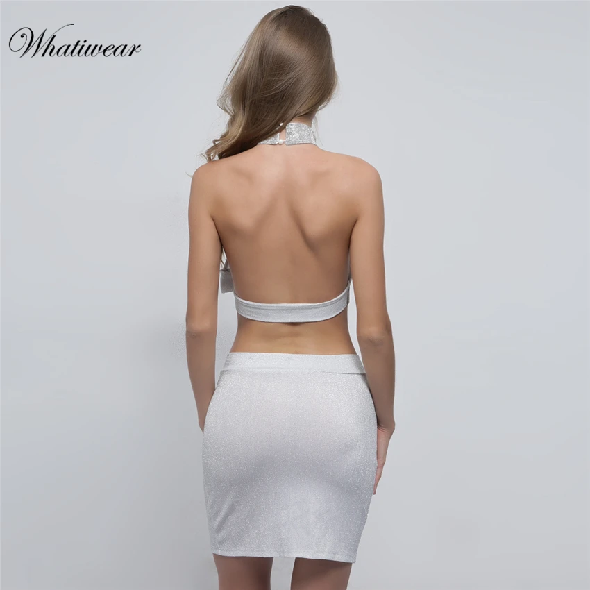 Женский комплект из двух предметов Whatiwear со стразами укороченный топ без рукавов