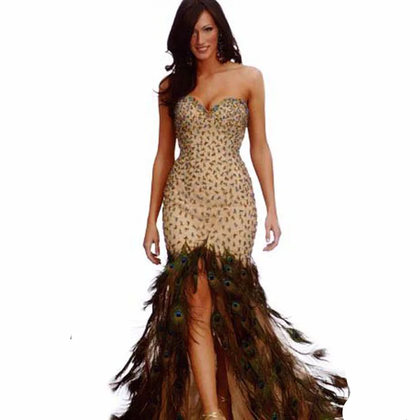 

Sweetheart Feather Peacock Evening Dress 2021 Sweet 16 Gowns
