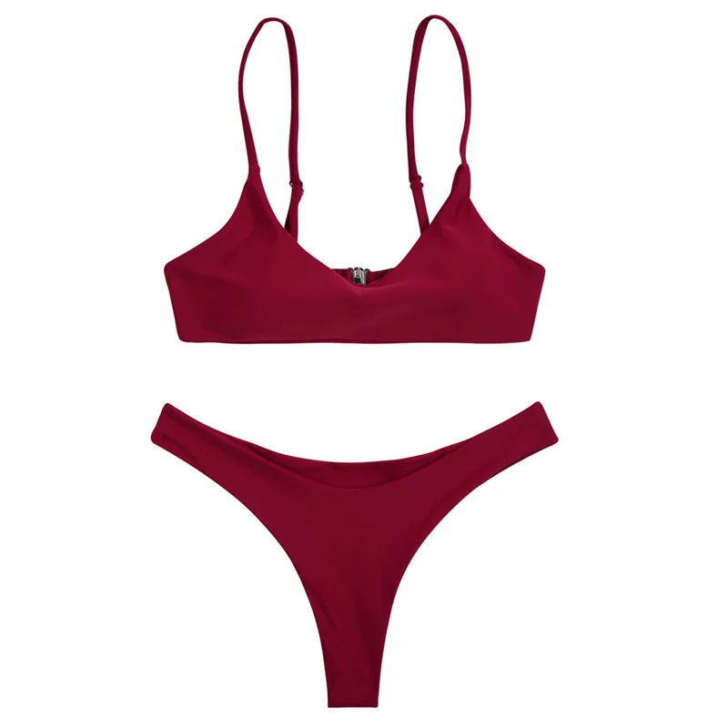 wine red 016 BANDEA, бикини,, женский сексуальный комплект бикини, винтажный Одноцветный купальник, женский купальник, пляжная одежда, бандо, купальник, микро бикини - Цвет: wine red 016