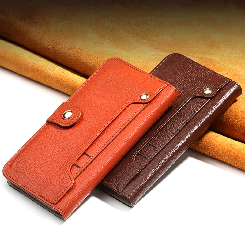 

Luxury Genuine Leather Case For iPhone 8 X Litchi Texture Purse Card Slots Phone Button Cover For iPhone 6 6S 7 Plus Wallet