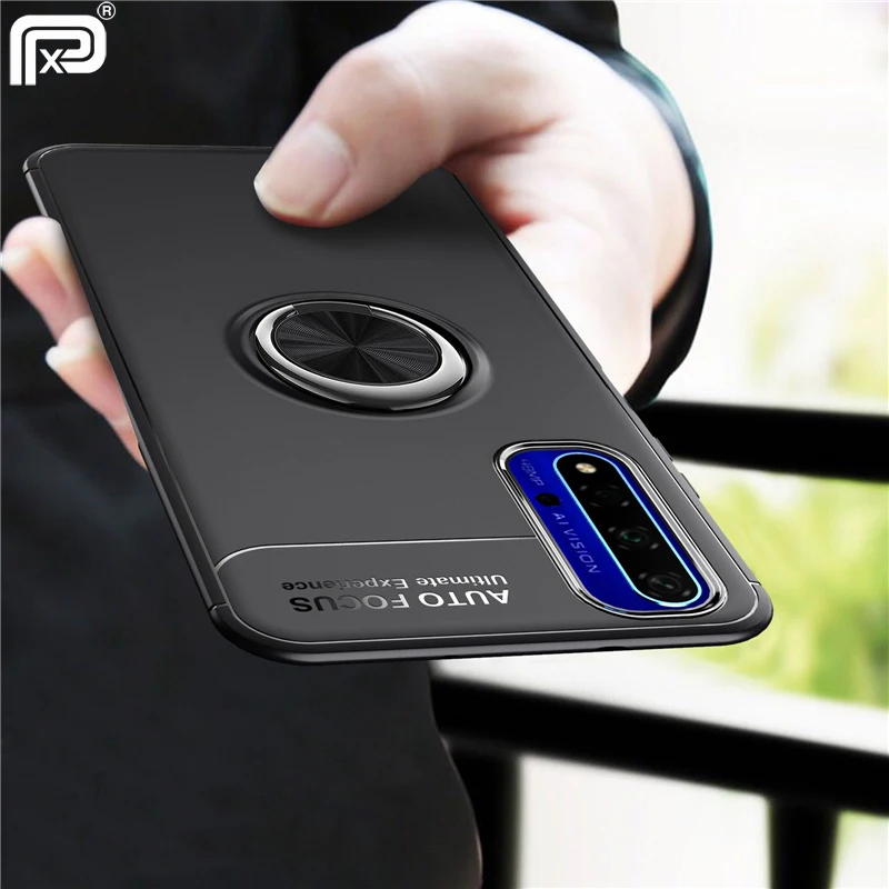 For Huawei Nova 5T Case Finger Ring Magnetic Bracket Soft TPU Silicone Back Cover 5 T Phone |