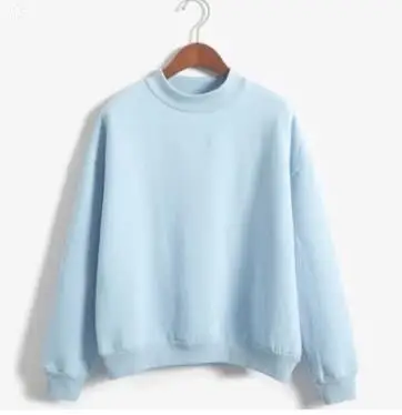 Толстовки женские зеленые 9 цветов M-2XL размера плюс Свободный пуловер Толстовка 19 новая весенняя Корейская плюс бархатная Толстовка с длинным рукавом JD52 - Цвет: Light blue