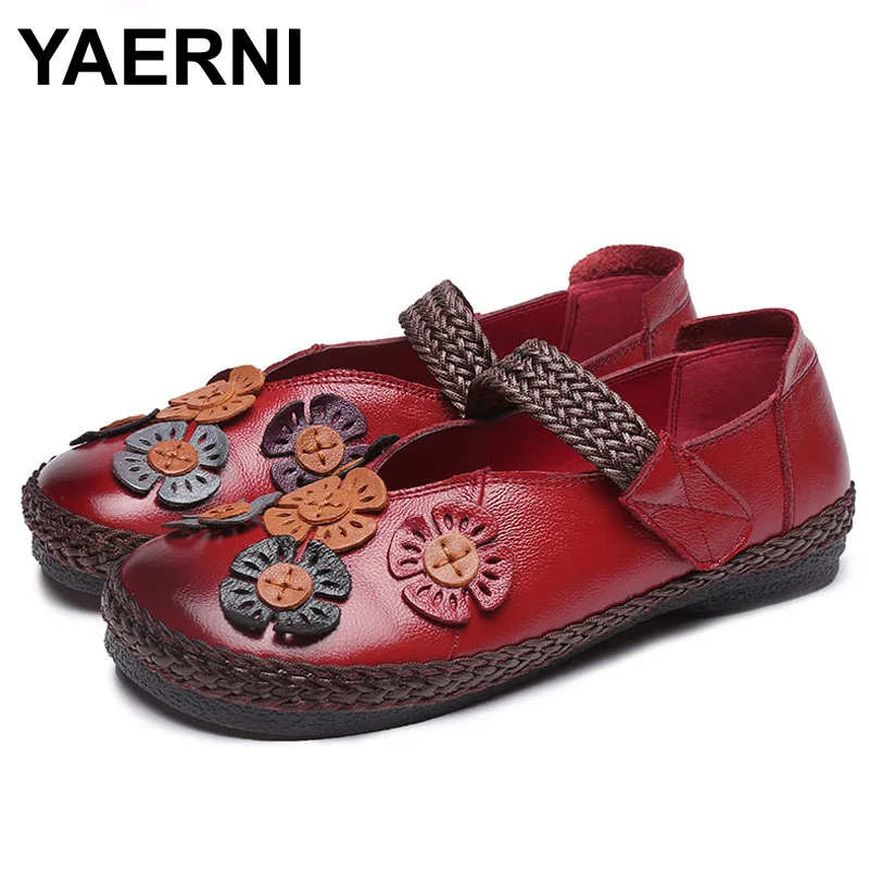 Женские туфли ручной работы YAERNI из натуральной кожи на плоской подошве мягкая