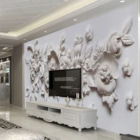 custom mural wall cloth european style 3d stereoscopic relief flower bedroom living room tv background art wall painting modern