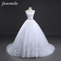 fansmile vintage lace tulle vestidos de novia ball wedding dresses 2022 for women gowns robe de mariee fsm 099t