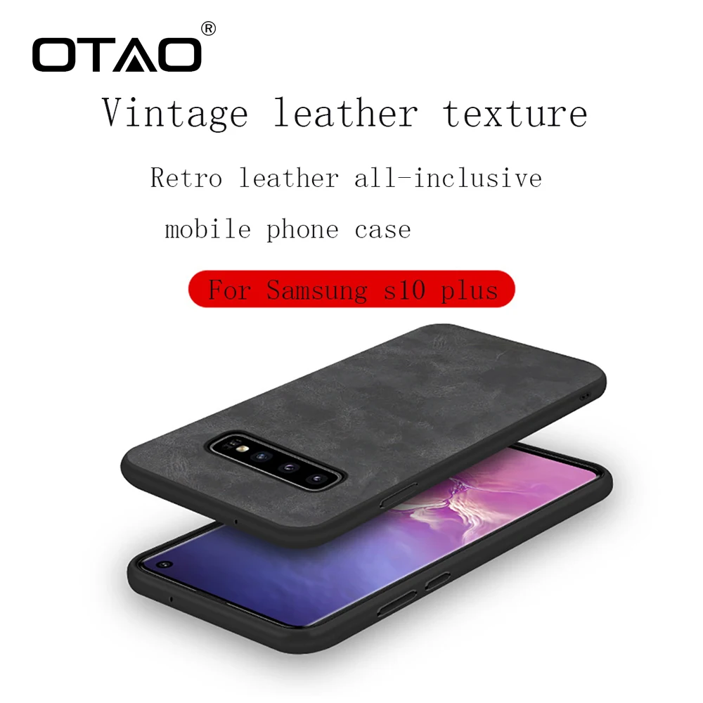 OTAO Retro PU Leather Phone Case For Samsung Galaxy S10 Lite S9 S8 Plus Note 8 9 S10e Shockproof Cases Solid Color Back Cover |