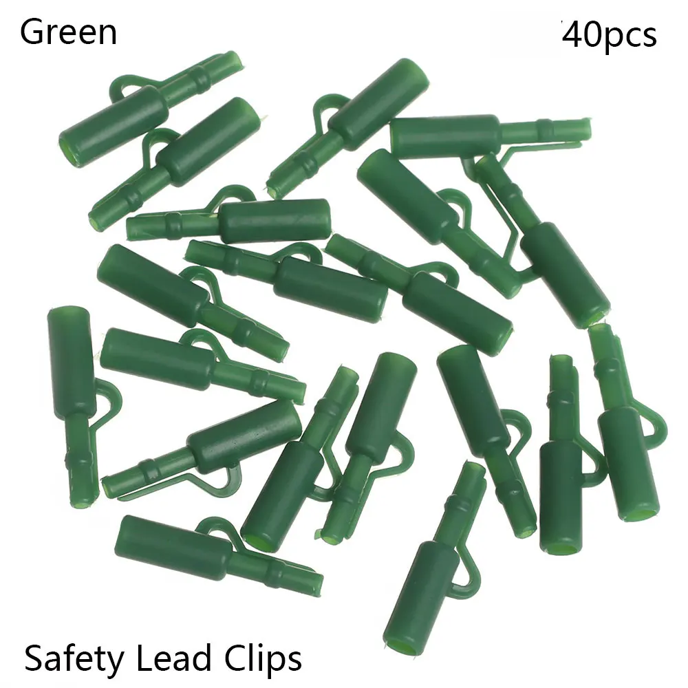 Safety Lead Clips 40 шт. силикагель карп терминал снасти черный/зеленый/коричневый безопасные свинцовые зажимы рыболовные снасти Оборудование Инструмент рыболовные аксессуары - Цвет: Safety Lead Clips