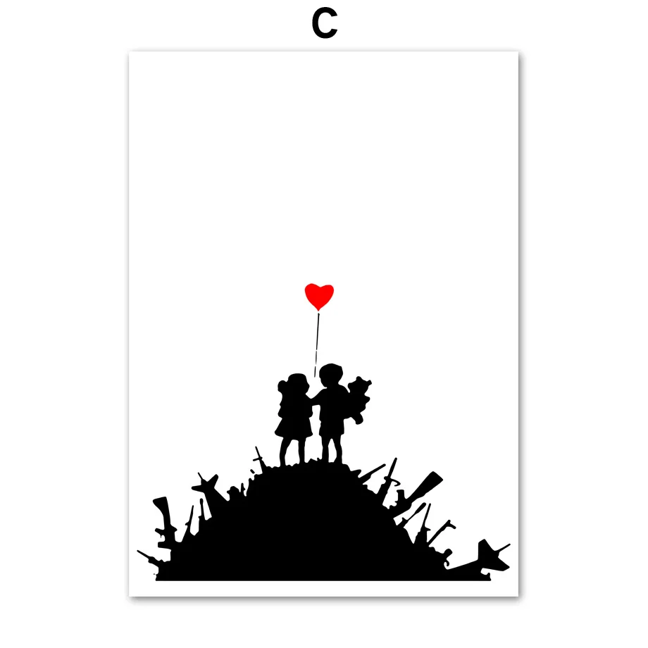 C Banksy скандинавские плакаты и принты настенные художественные картины на холсте Черно-белые настенные картины для гостиной скандинавский домашний декор - Цвет: C