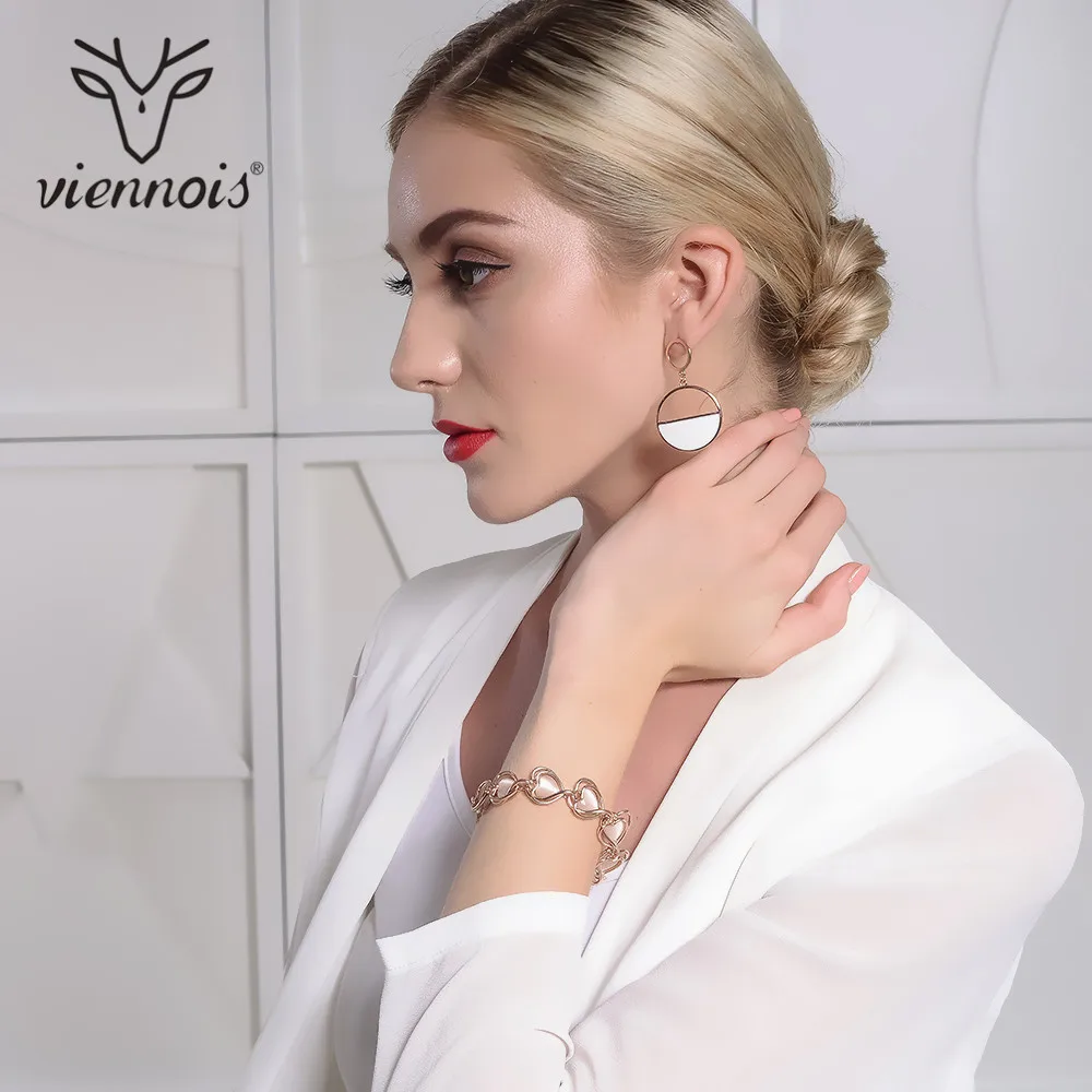 От Viennois покрытие из корейский Стиль сердце браслеты и для женщин ювелирные