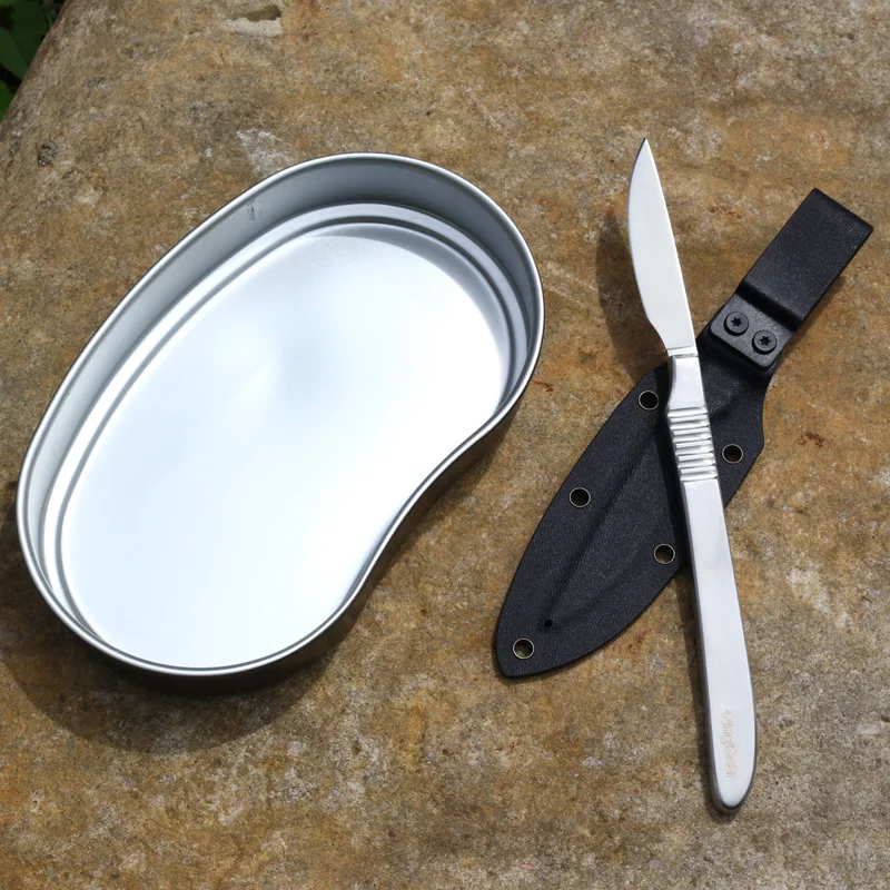 

QingGear Stylish stainless Steak Knife Fixed Blade Super Cutlery Dinner knives BBQ Meat Cleaver Camping Knife With Kydex Sheath