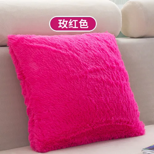 Cushion Cover10 Теплая с мехом Подушка сплошной цвет плюшевая декоративная подушка для дивана красный синий черный желтый романтическая домашняя цветная наволочка - Цвет: Cushion Cover10